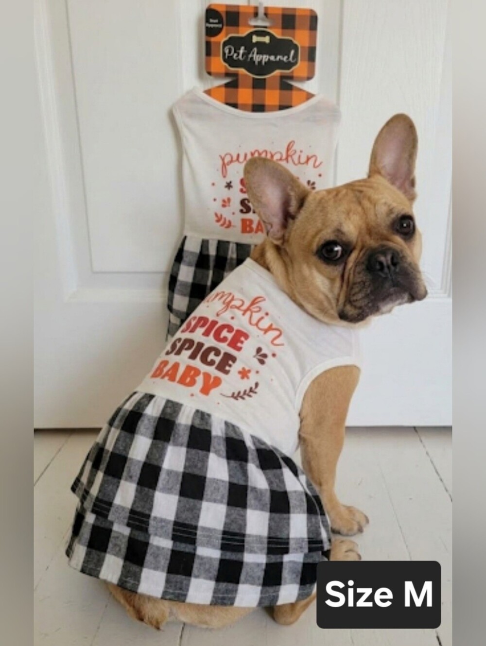 Pumpkin Spice Dog Dress - Buffalo Black Plaid Pet Outfit NWT